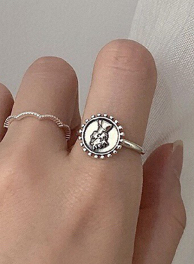 925纯银饰品复古街头独特女王头像戒指古典朋克新颖气质感性指环