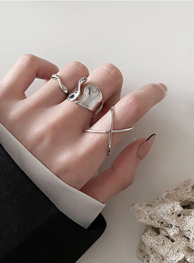 925纯银饰品文艺创意时尚气质戒指城市现代休闲冷淡街头朋克指环