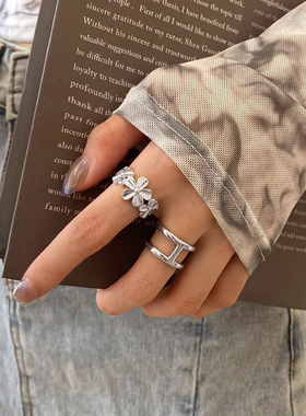 925纯银饰品花与栅戒指复古甜美创意个性时尚休闲气质特色指环