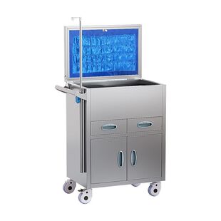 不锈钢抢救车多功能翻盖药品送药车急救车加厚医用移动推车治疗车