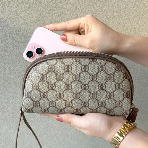 品牌真皮手拿包老花零钱包2025高级质感软皮手拎手机包小巧钥匙包