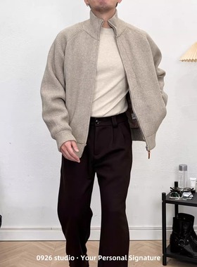 0926studio轻奢老钱风LP版羽绒内胆针织毛衣开衫拉链羽绒服26冬男