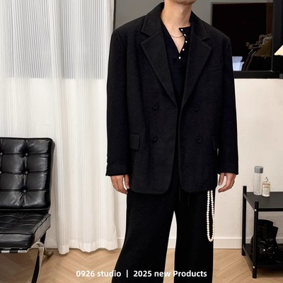 老钱风松弛感休闲西装长裤套装男