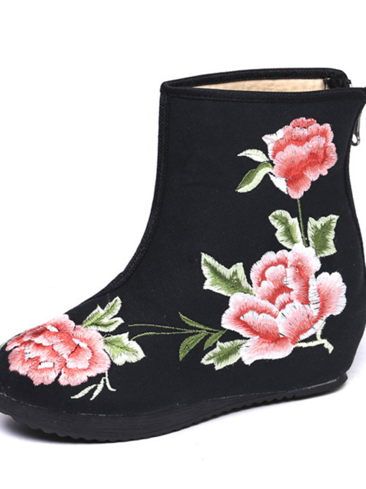 WOMENS BOOTS AUTUMN AND WINTER NEW TWO COTTON BOOTS SHORT BOOTS CHINESE STYLE RETRO CLOTH BOOTS VELVET ETHNIC STYLE EMBROIDERED BOOTS CLOTH SHOES NAKED BOOTS