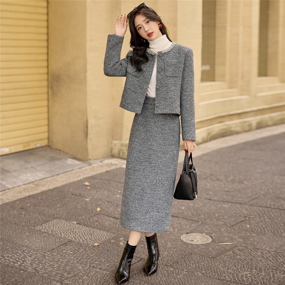 小香风羽绒服套装裙女冬季2025新款重工订钻毛呢外套半身裙两件套,女装/女士精品,时尚套装,淘宝优惠券,粉丝福利购,淘宝优惠卷