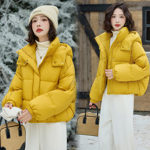 多巴胺羽绒服女短款2025冬季新款连帽加厚拉链设计感白鸭绒外套潮