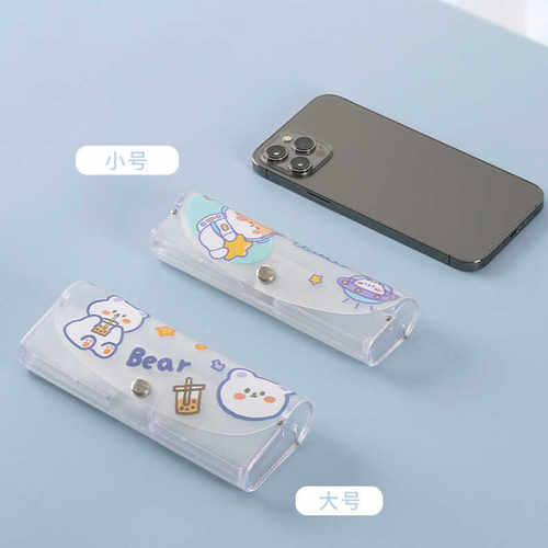 磨砂印花透明清新便携卡通眼镜盒