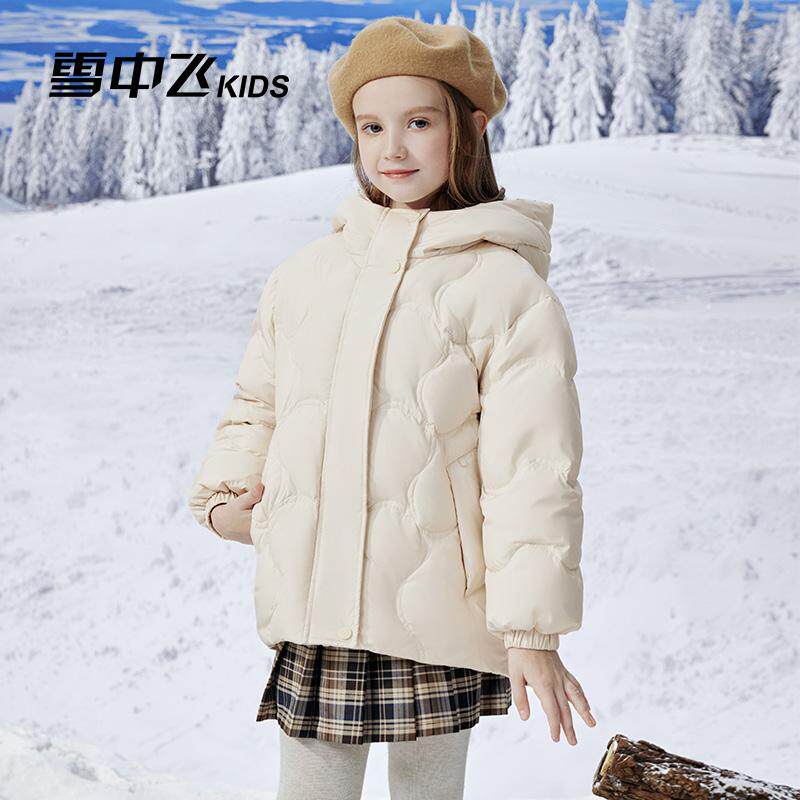 雪中飞童装儿童羽绒服女童2025冬季新款面包服短款洋气中大童外套