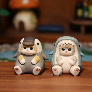 正版奇谭mofusand猫福珊迪海洋生物扭蛋鲸鱼企鹅猫咪治愈系礼物