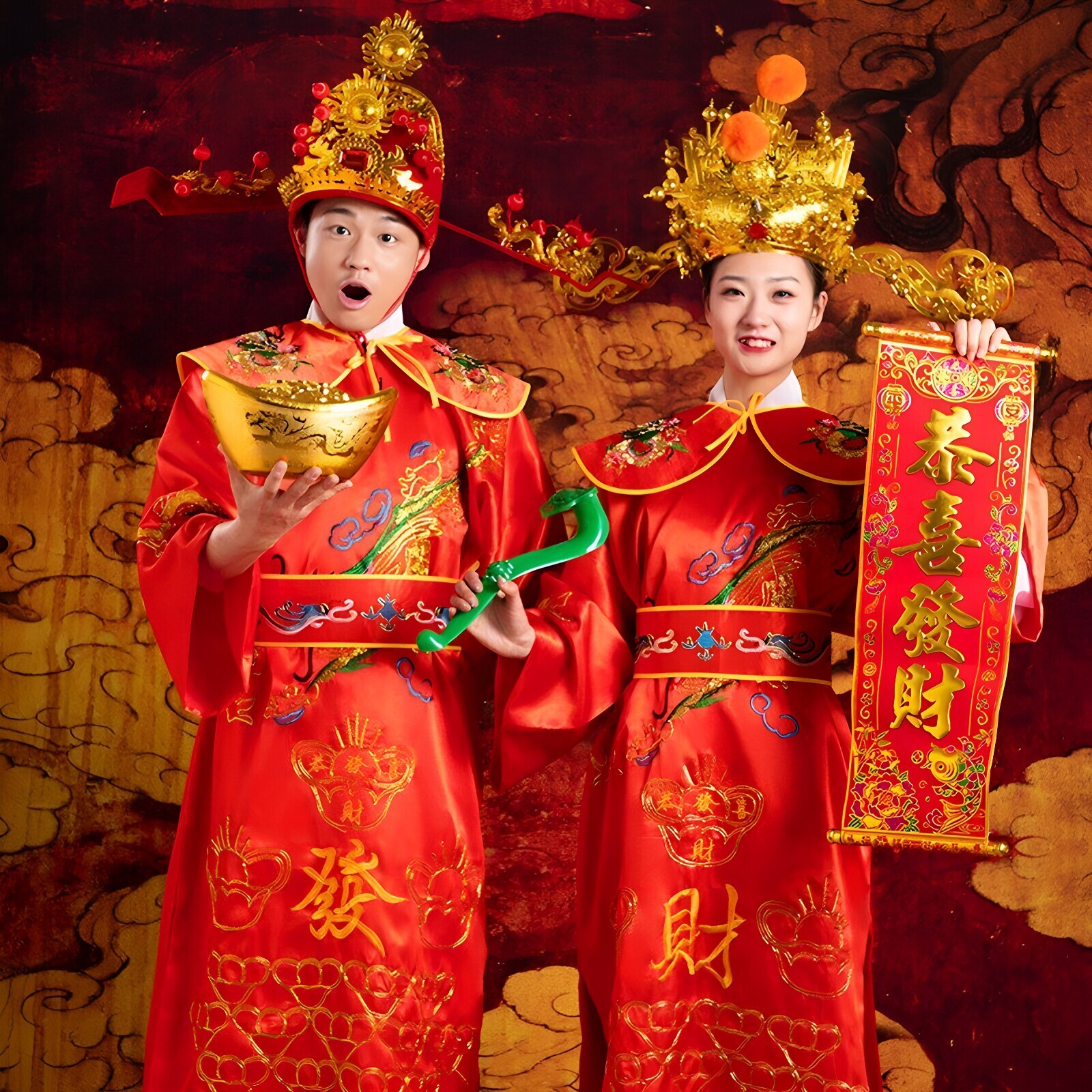 财神爷服装新年企业新款帽子婚礼吉祥物元旦古装拜年道具演出表演