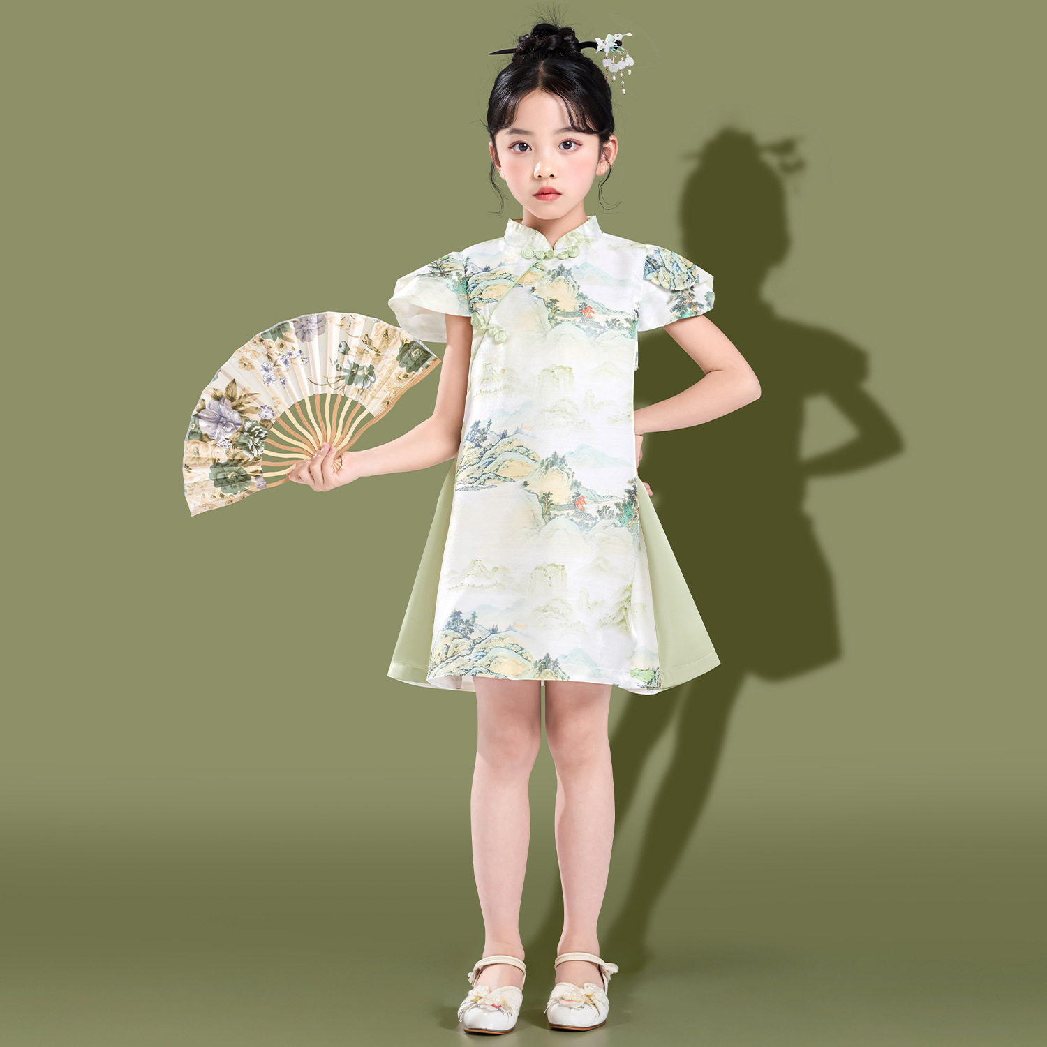 女童连衣裙夏装汉服旗袍裙儿童公主裙复古中国风唐装裙子民族风
