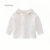 跨境童装 宝宝衬衫 翻领t恤纯棉长袖 纯棉刺绣北欧木马 打底衫 婴幼儿