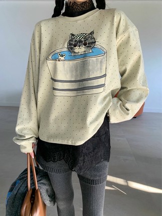 form韩国2025秋冬tara by motion新款百搭宽松显瘦圆领卫衣