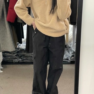 裤 form韩国代购 Morethanyesterday腰部可调节抽绳厚加绒直筒工装