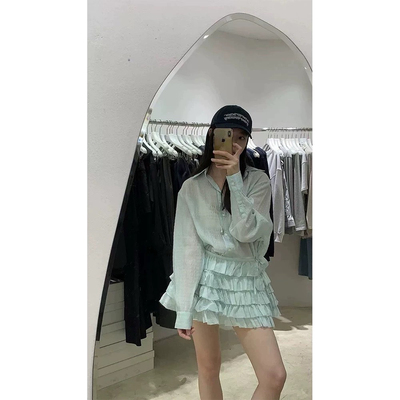 morethanyesterday韩国新款时尚百搭宽松显瘦衬衫+短裙套装