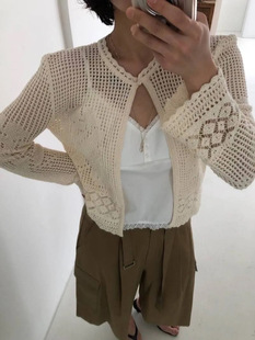 韩系简约百搭休闲镂空针织开衫 are