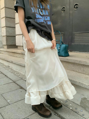 form韩国东大门26早春ONDA韩系设计感褶皱仙气荷叶边a字半身裙