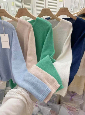 form韩国代购多巴胺绿色花边小开衫软糯排扣长袖针织毛衣