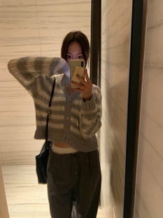 百搭宽松显瘦针织开衫 时尚 poster新款 form韩国2025秋季