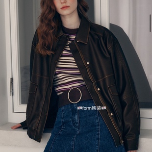rola设计师宽松皮衣夹克外套 英同款 折form韩国代购 25秋韩系张元