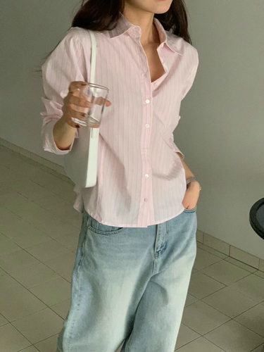 Form26新春riveroom韩国东大门lvc条纹长袖衬衫女