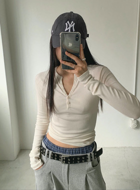 Form韩国2025秋季w-fatal新款时尚百搭修身显瘦长袖T恤