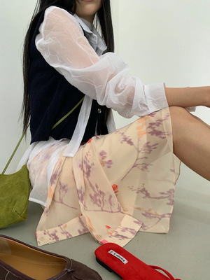 Form26新春韩国东大门murmur韩系时尚绑带印花氛围感半身裙女