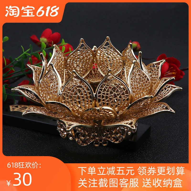 电泳保色合金莲花发冠古风diy发冠主体新娘头饰材料手工制作发簪