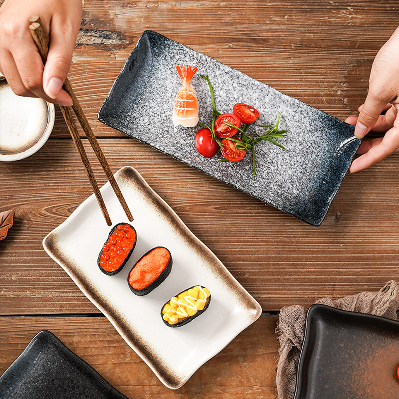 陶瓷陶瓷刺身盘日式长条窑变餐具
