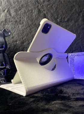 ins卡通小熊白色360旋转皮套适用ipad保护套10.2苹果Air4/5平板套10.9防摔ipadpro11寸皮质pro12.9外壳mini6