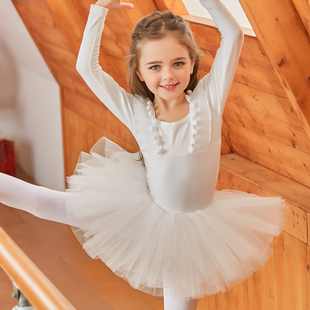 偲珂莉秋冬新款 练功服考级服芭蕾舞裙1973 儿童纯棉舞蹈服女童长袖