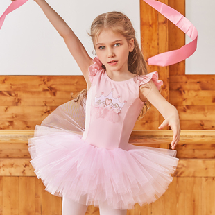 儿童纯棉舞蹈服女童芭蕾舞裙练功服少儿考级服女孩夏季 蓬蓬纱1935