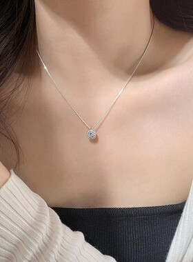 S999方糖钻石纯银项链女轻奢小众2026新款七夕情人节礼物送女朋友