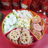 新年糖果糖莲子椰角莲藕马蹄红萝卜冬瓜组合广东春节贺年年货食品