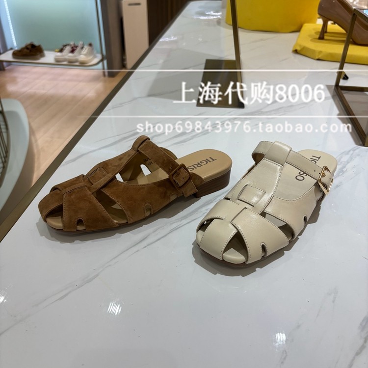 tigrisso/蹀愫2025夏季女鞋法式罗马凉拖镂空包头拖鞋 TA65306-55