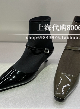 思加图2024冬季女靴英伦显瘦弹力靴细跟靴袜靴玛丽珍短靴女 ES804