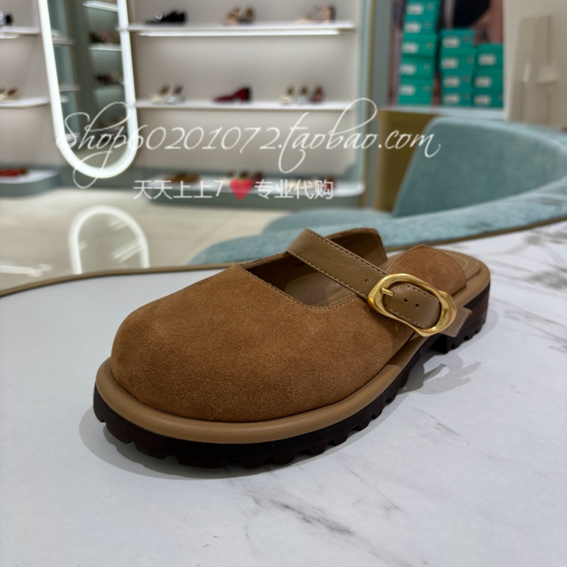 tigrisso/蹀愫2025夏季女鞋平底包头拖鞋一脚蹬勃肯鞋 TA65161-50