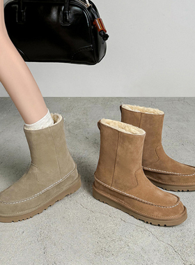 SIX MADDEN2025冬季女靴雪地靴加绒保暖烟筒靴羊毛厚底短靴SMD285