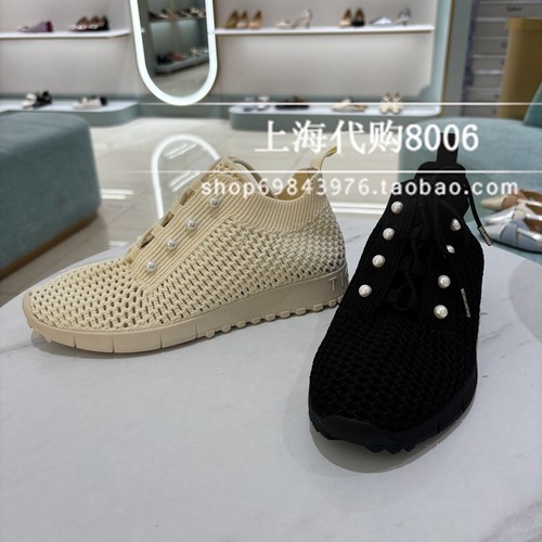 蹀愫2025春季女鞋针织镂空休闲鞋