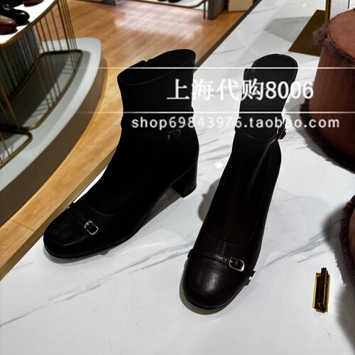 tigrisso/蹀愫2025冬季女靴欧美粗跟时装靴瘦瘦靴短靴 TA65783-50