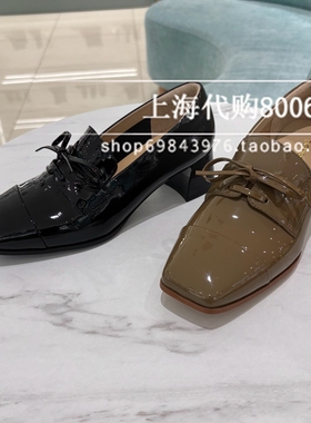 蹀愫2025春季女鞋欧美方头蝴蝶结粗跟乐福鞋小皮鞋单鞋TA65104-11