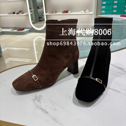 tigrisso蹀愫2025冬季女鞋弹力靴时装靴方头粗跟女短靴TA65706-11