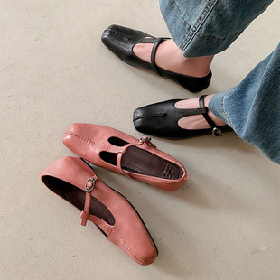 SIX MADDEN2025春季女鞋小香风方头玛丽珍鞋浅口小皮鞋单鞋SMD169