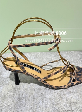 莎莎苏2026夏季女鞋专柜正品钻扣交叉绑带复古高跟凉鞋Z76312A-10