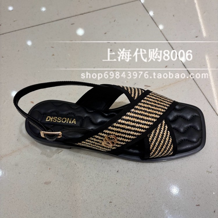迪桑娜2025夏季女鞋方头平底编织图片