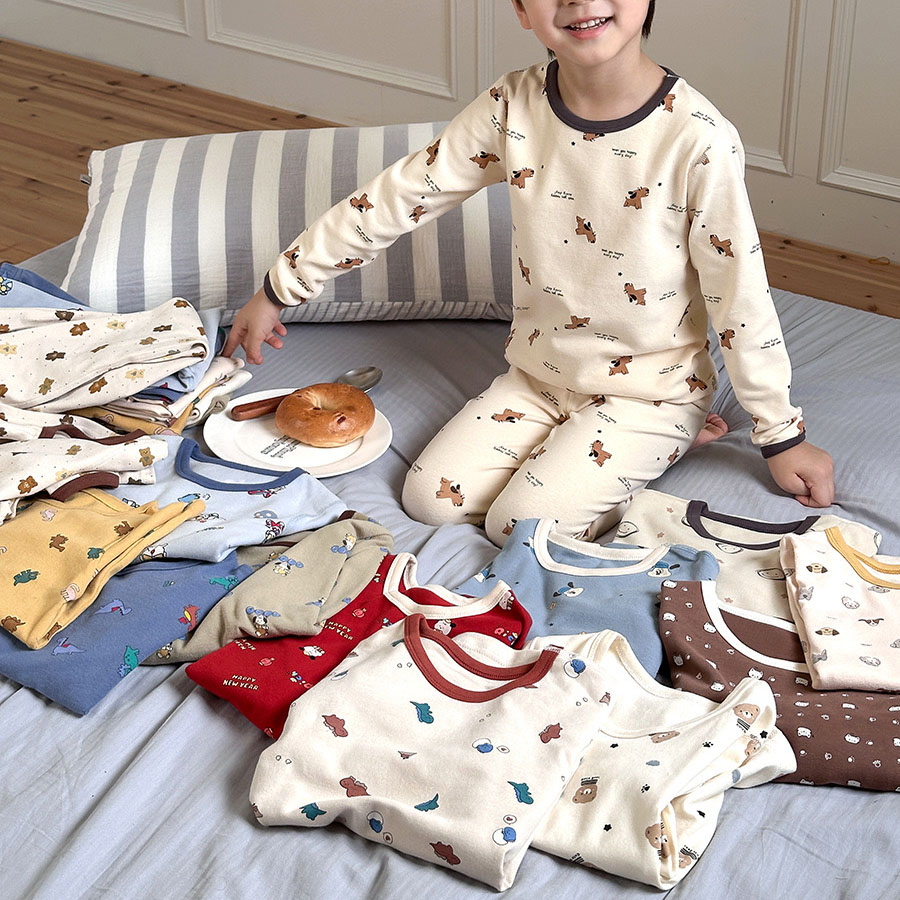 新升级无骨 A类纯棉270g磨毛羊毛拉架儿童家居服套装秋冬秋衣秋裤