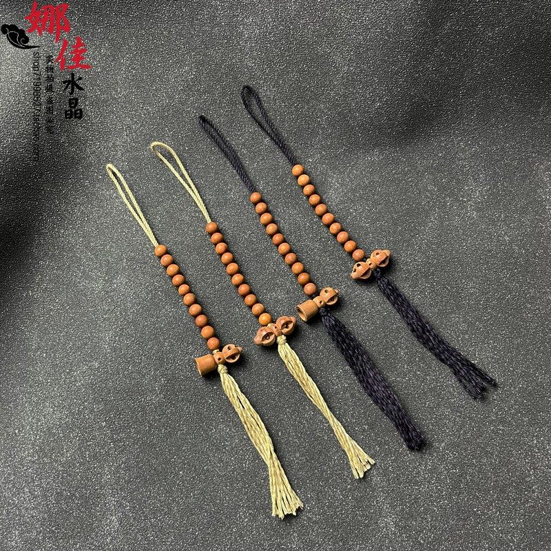 藏式天然桃木雕刻金刚领杵手拨108颗文玩佛珠记子吊坠侧挂计量器