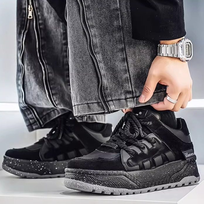 1613-2892-P75黑武士厚底面包鞋男女情侣款百搭增高休闲板鞋潮鞋，男鞋休闲鞋，星座1613-1