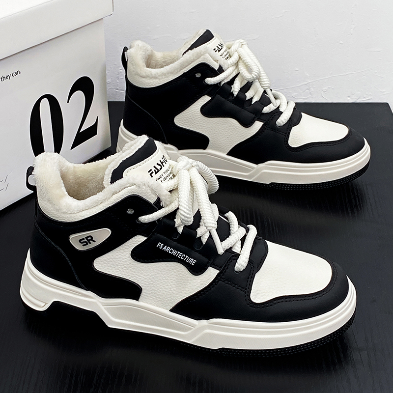 1613-2860-P55新款高帮棉鞋男冬季加绒保暖运动鞋百搭防滑板鞋25，男装棉衣，星座1613-1