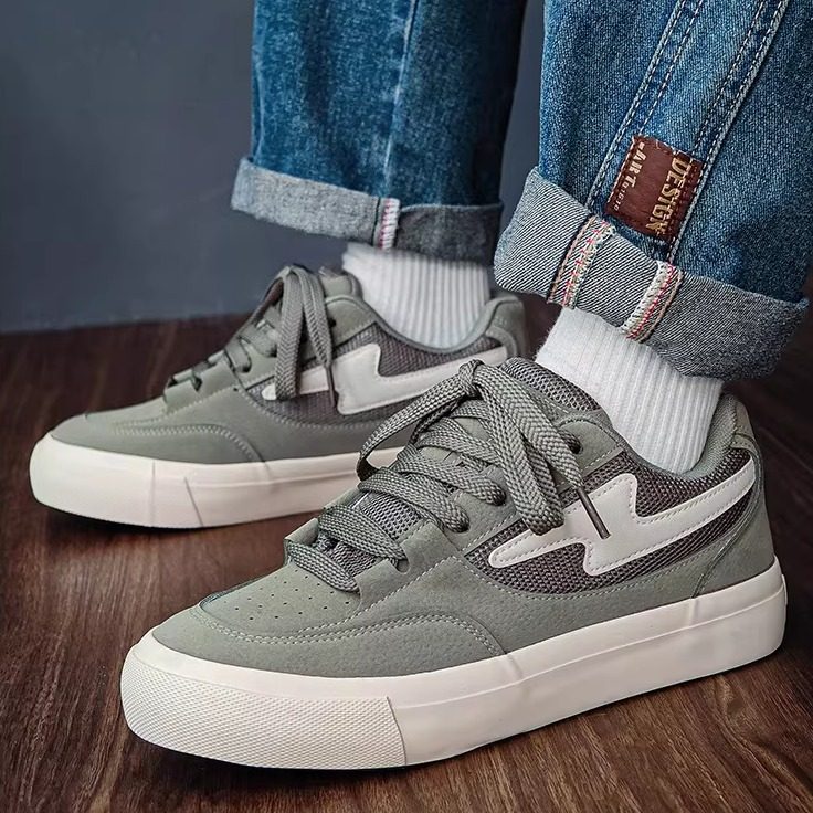 1613-2889-P68黑色面包板鞋男百搭休闲拼色耐磨男鞋子豹纹腰果花，男鞋休闲鞋，星座1613-1